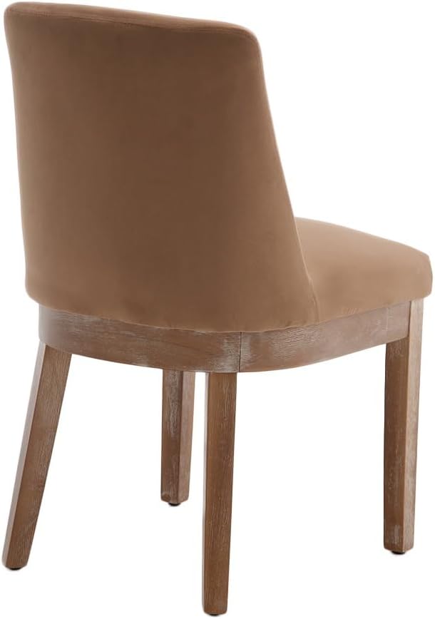 RIVOVA Upholstered Dining Chairs Set of 2, Modern Wooden Dining Room Chair Linen Fabric Kitchen Chairs Farmhouse Dinner Chair with Hardwood Frame, Khaki
