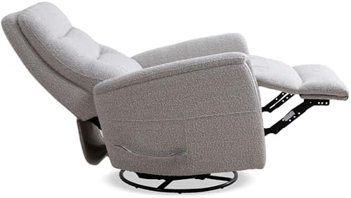 Parker Living Gemini Cotton Swivel Glider Recliner by Bloke in Warm Neutral, Recliner Chair with 96% Polyester, 4% Acrylic Upholstery, Nursery Glider Recliner