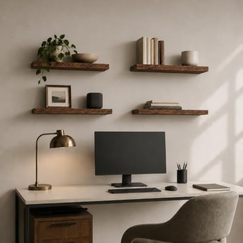Floating Shelves for Wall Decor,Set of 4,23in,Rusitc Brown