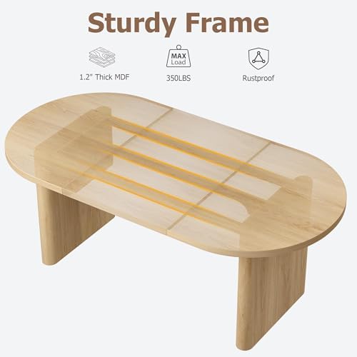 GarveeHome 70.87" Long Oval Dining Table with Wooden Base for 4-6 People