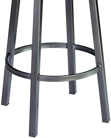 Armen Living Madrid 26" Seat Height Swivel Bandero Tobacco Faux Leather and Mineral Finish Bar Stool for Kitchen Island Counter, Set of 2
