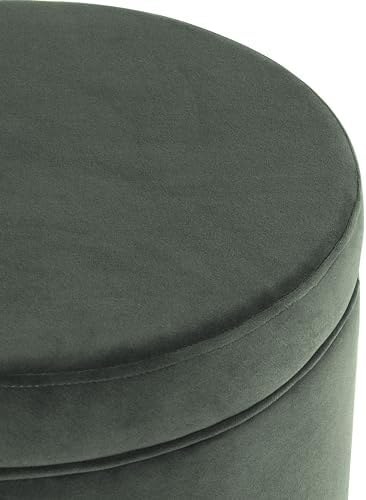 HomePop 19" Round Storage Ottoman - Loden Green Velvet