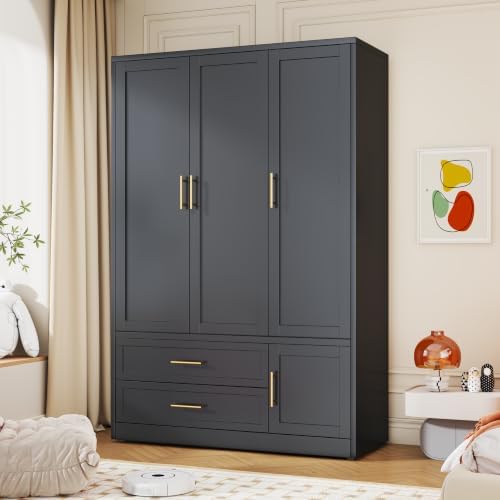 Metal Armoire Wardrobe Closet, 70.5" Bedroom Clothing Storage Cabinet