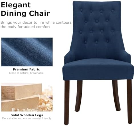 COLAMY Wingback Tufted Dining Chairs Set of 2, Blue