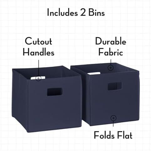 RiverRidge Kids Activity Table with 6 Storage Cubbies and 2 Navy Bins
