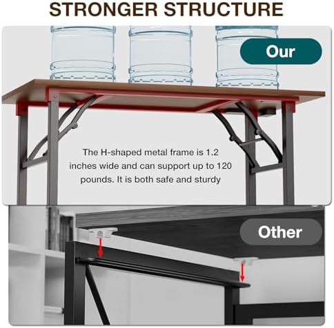 TEMI Small Computer Desk Folding Table - No Assembly, Compact 43.3" Foldable Desk with Power Outlets & USB Charging Port, Portable Small Office Desk, Ideal Mini Study Table for Narrow Spaces, Walunt
