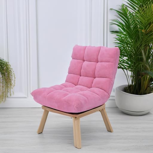 14-Position Floor Sofa, Folding Gaming Sofa Chair, Comfy Cushions & Study Steel Frame, Angle Adjustable Sleeper Bed, Couch Recliner (Pink)
