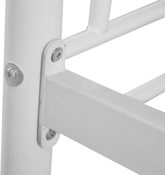 Karl home Metal Bunk Bed Twin Over Twin with Built-in Ladder, White | Heavy Duty Bunkbeds with Safety Guardrail and Space-Saving Design,Twin Bunk Beds for Kids, Teens & Adults, No Box Spring
