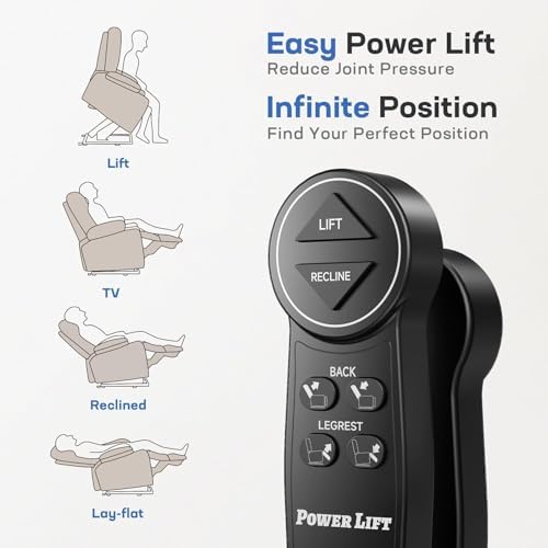 Tami Tami Dual Motor Power Lift Chair Recliner for Elderly with Massage and Heat, Infinite Position Electric Lift Recliner with Adjustable Headrest, USB (T6015 - Plush Fabric, Dark Gray, Oversized)