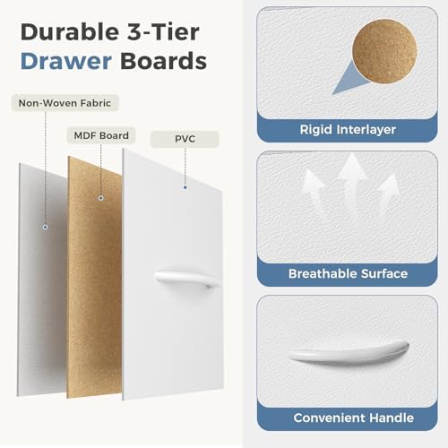 DUMOS White Dresser for Bedroom, 5 Drawer Small Fabric Closet Dresser