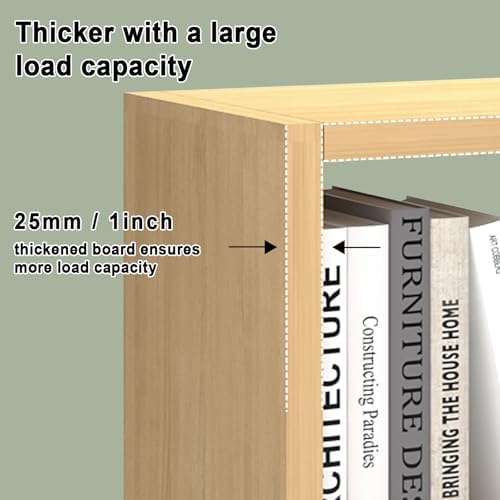 CTESNE【2026 Wooden Thick Frame 4 Cube Storage Organizer Shelf with Anti-Tipping Kits + Reversible Open Back Bookcase, Horizontal and Vertical Dual-use(Oak Color,11inch)