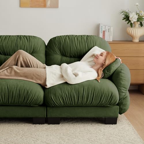 150-Inch U-Shaped Modular Sectional Sofa, Chenille Cloud Couch, Green
