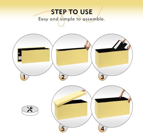 PINPLUS Folding Storage Ottoman Bench, Yellow Boucle Square