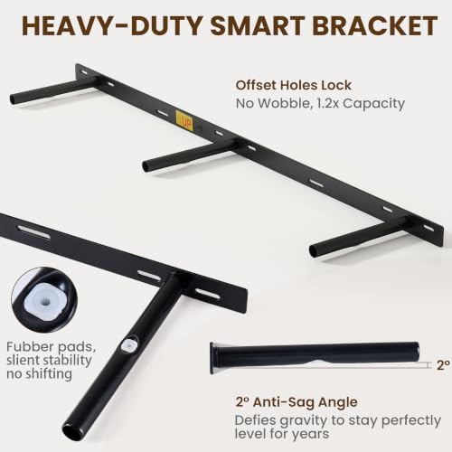 RICHFOCUS 48Inch Rounded Edge Floating Shelves 1 Pack, Black