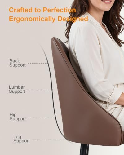 High Back Dining Chairs Set of 2, Chocolate Brown Leather Kitchen Chairs