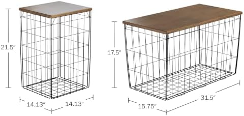 Lavish Home Living Room Tables, Brown/Black, Set of 3, 31.5”/14.13”