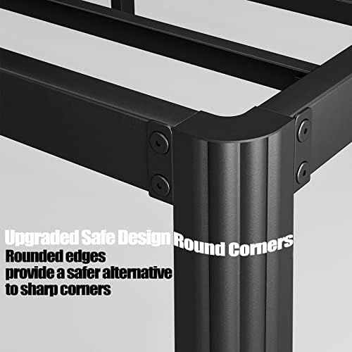 Hunlostten 12" High King Bed Frame No Box Spring Needed, Heavy Duty King Platform Bed Frame with Round Corners, Easy Assembly, Noise Free, Black