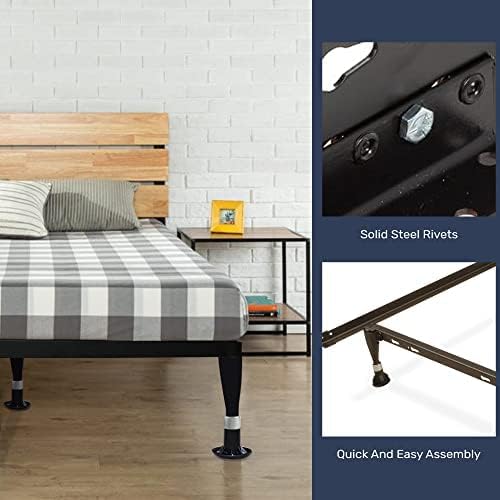 Greaton, Advanced Bed Frame with Solid Steel Rivets, Re-Rolled Rail Provides Required Strength and Durability, Canoe Clips to Secure Cross Arms, Double Riveted 5 Steel Legs Center Support, Queen