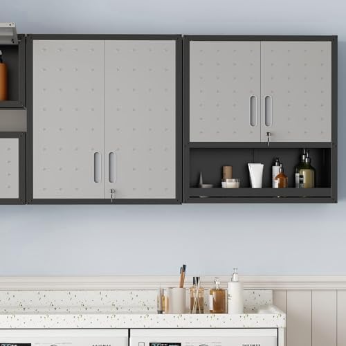 Wall-Mounted Metal Garage Storage Cabinet, Lockable Floating Tool Cabinet