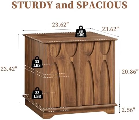 24inch Large Square End Table Set of 2 with Storage