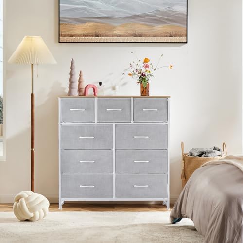 DUMOS 9 Drawer Dresser for Bedroom, Storage Organizer Chest of Drawers