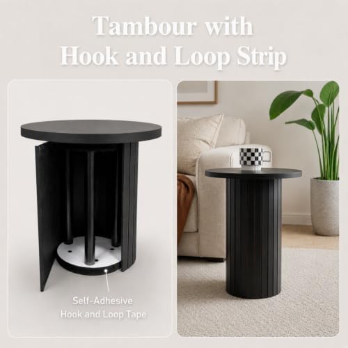3-Piece Nesting Coffee Table Set Small Round Side Tables, Black