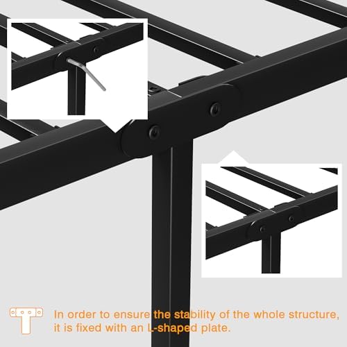 VECELO Twin Size Bed Frame with Headboard and Footboard, Metal Platform Mattress Foundation, Sturdy Steel Slat/No Box Spring Needed/Under Bed Storage/Easy Assembly