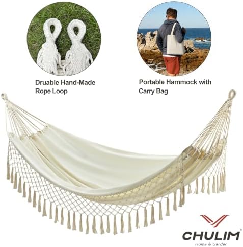 Brazilian Double Hammock with Tassels, King Size, 500 lb Capacity