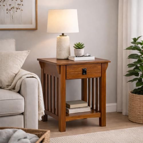 Leick Home Mission End Table, 22", Medium Oak