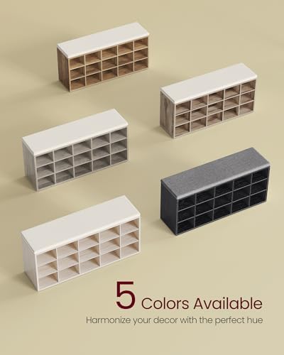 VASAGLE Shoe Bench with Cushion, 15 Compartments, 11.8 x 41.3 x 18.9 Inches