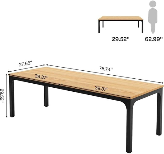 Practical Computer Desk,Rectangle Conference Table,Executive Desk(Only Table) (Walnut + MDF+Iron)