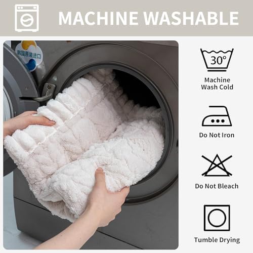 Sofa Pad, Plush Couch Cover Washable for Pet, Non-Slip Warm Couchs Cover, Funny Fuzzy Pet Couch Covers for Sofa, Sofa Slipcovers Furniture Covers for L Shaped(Beige White 27.5"x 82.7")
