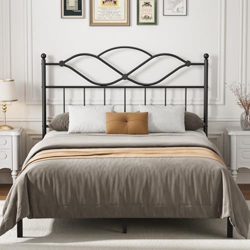 Queen Size Headboard Only Vintage Platform Headboard for Bed Frame Black