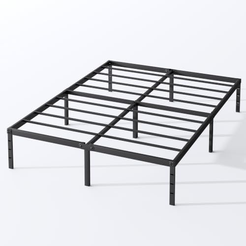 King Size Metal Platform Bed Frame 14 Inch Tall, No Box Spring Needed, Heavy Duty Sturdy Support, Underbed Storage Space, Easy Assembly, Black