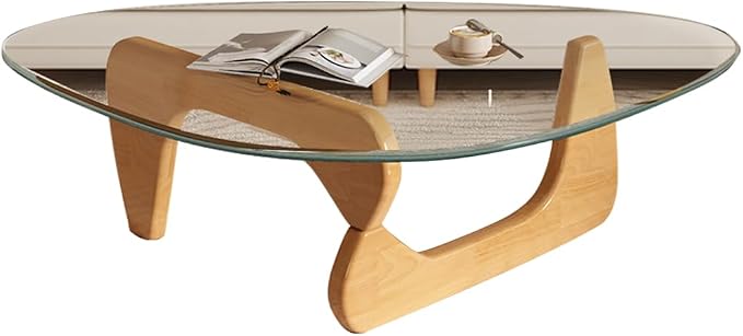 Modern Glass Coffee Table, Mid Century Small Coffee Table, Coffee Table for Living Room,Suitable for Bedroom Living Room Reception Office Tables (Wood/Transparent, Small)