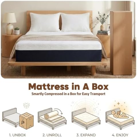 8 Inch Full Size Mattress, Memory Foam Mattress in a Box, Colchones Full