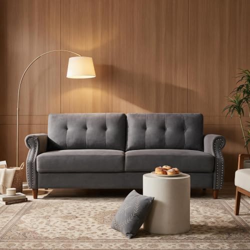 79.5" Love Seat Sofa, Modern Sofa Couch with Rolled Armrest, Gray