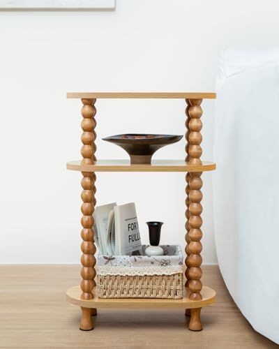 3-Tier Narrow Side Table, Slim End Table for Small Spaces