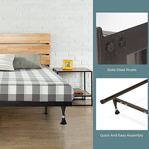 Greaton, Advanced Bed Frame with Wheels | Single Angle Iron Center Support, Re-Rolled Rail Steel, Locking Wheels on Rug Rollers, Double Riveted 6 Steel Legs, Fits King