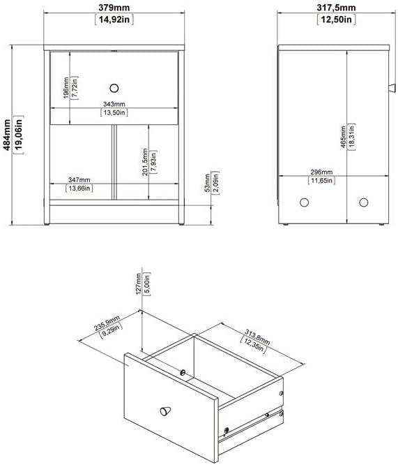 Home Square 2 Piece Bedroom Set with 6-Drawer Double Dresser and 1-Drawer Nightstand in Black