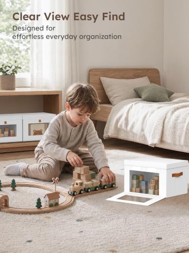 Small Closet Storage Bins - Closet Shelf Organizer with Open Window, 6 Pack, White