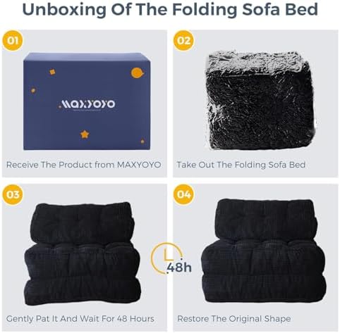 MAXYOYO Folding Sofa Bed, Convertible Chair Bed with Pillow