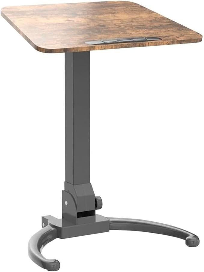 JOY worker Foldable Mobile Standing Desk, Pneumatic Height Adjustable Sit Stand Desk, 90° Tiltable Rolling Laptop Table, Portable Workstation with Non-Slip Mat for Home Office, Holds Up to 22lbs
