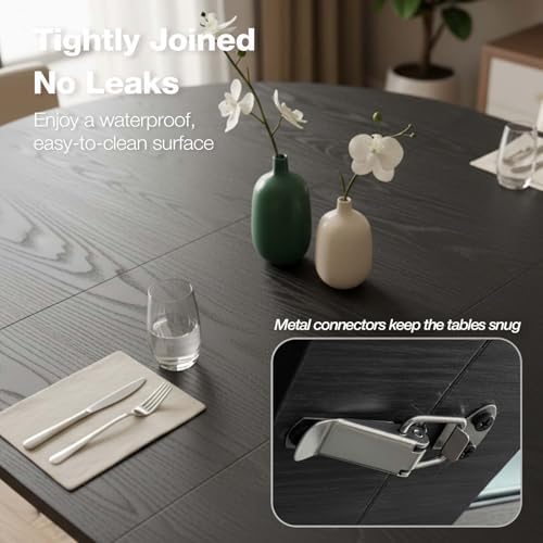 43.3''–59'' Extendable Round Dining Table for 4–8, Black