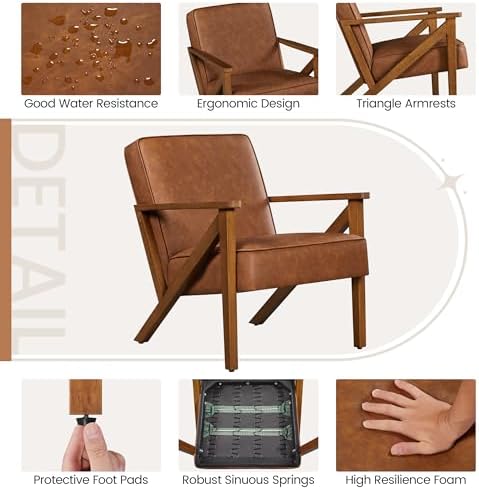 Yaheetech Mid-Century Accent Chairs Set of 2, Light Brown