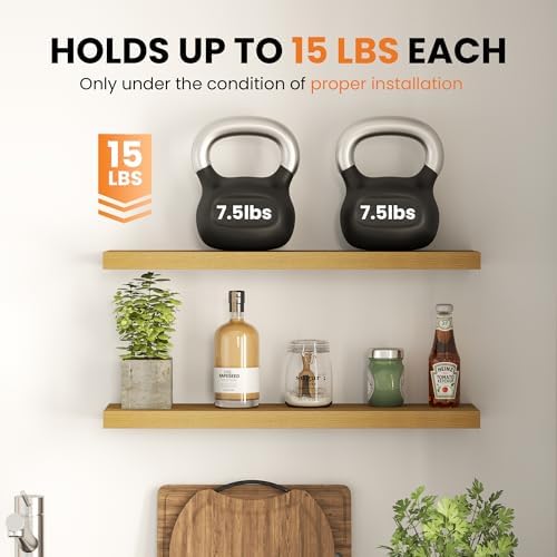 8"x8" Square Floating Shelves for Wall, Oak Finish, 4-Pack
