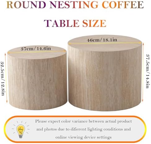 Stylish Nesting Coffee Table Set of 2 (E-18.1+14.6in)