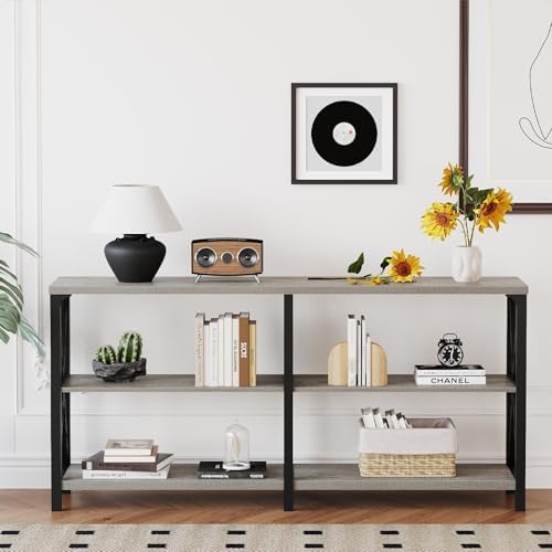 LVB Sofa Table for Entryway, Grey Rustic Console Table, 63 Inch
