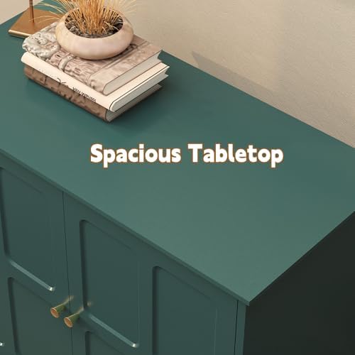 ARTPOWER Green Sideboard Buffet Cabinet with Storage, Mid-Century Modern Storage Cabinet with 2 Doors and Adjustable Shelves, Accent Style Sideboard for Entryway, Dining Room, Living Room