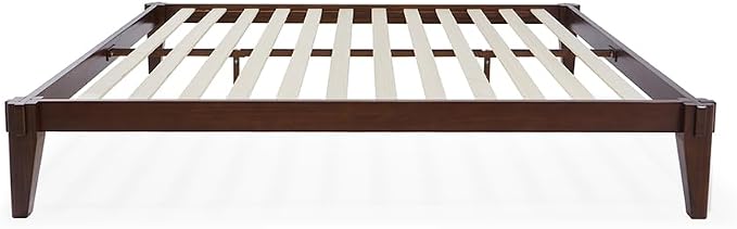 Bme Chalipa 14” Solid Wood Bed Frames - Wood Platform Bed Frame - Japanese Joinery Bed Frame - Wood Slat Support - Bed Without Box Spring - Easy Assembly - Minimalist & Modern Style, Walnut - Full